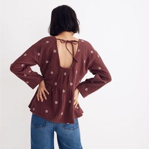 embroidered lightspun peplum top
